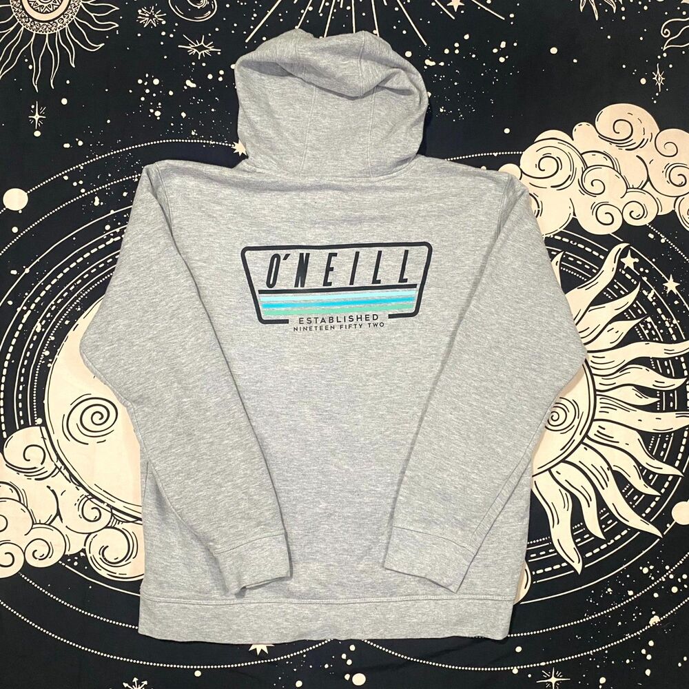 O'Neill Hoodie Men's XL Gray Fleece Lined Logo Graphic Sweatshirt Gym Workout - Picture 2 of 6